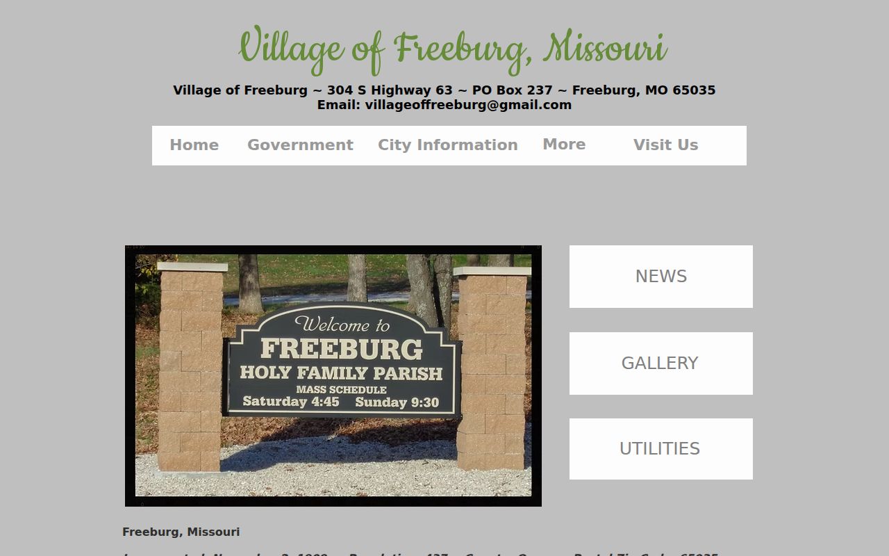 Freeburg criminal records route at the official Village Hall website