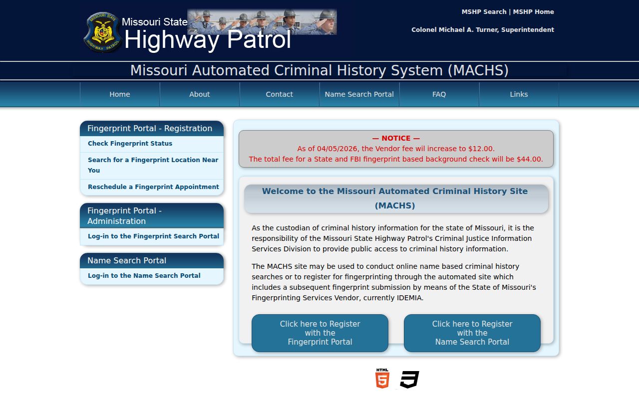 Osage County criminal history MACHS record search portal